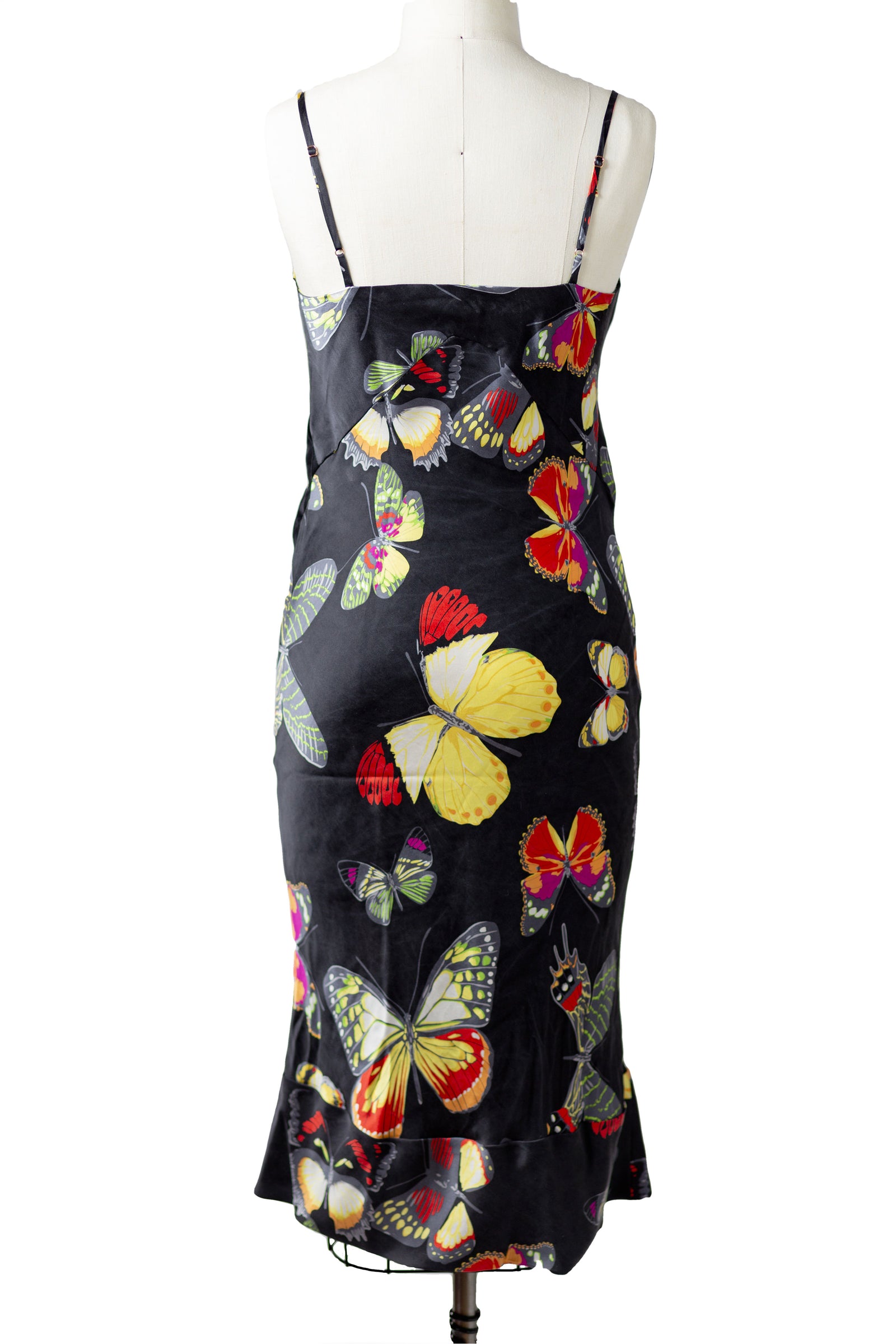 Signature Dress - Printed Silk Charmeuse - Butterfly on Black patter - Front